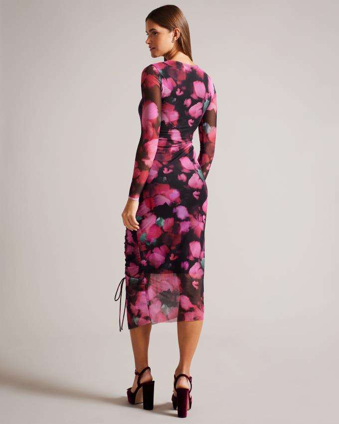 Peignoir Ted Baker Ruched Petal Print Bodycon Rose Femme | QAA-05800332